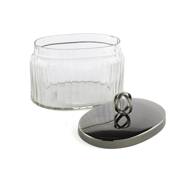 Mikasa Moor Füme Kapaklı Oval Cam Kavanoz 18x14x16 CM