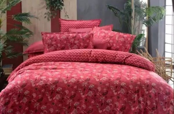 Sarev Dahlia Fancy Poplin Nevresim Takımı Kırmızı Çift Kişilik