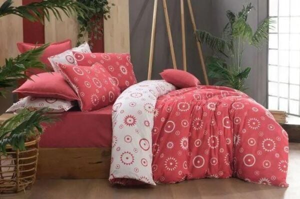 Sarev Merlot Fancy Poplin Nevresim Takımı Kırmızı Tek Kişilik