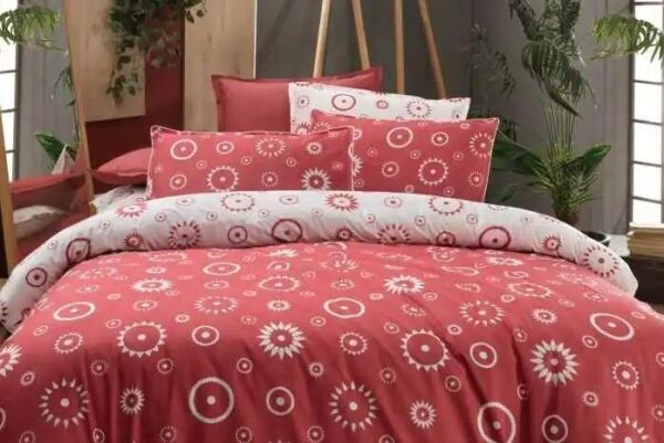 Sarev Merlot Fancy Poplin Nevresim Takımı Kırmızı Tek Kişilik