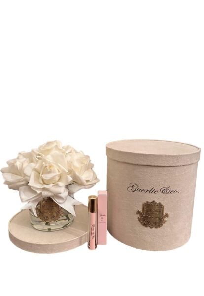 Guerlie&Co  7 Güllü Beyaz Şeffaf Cam Gold Logo