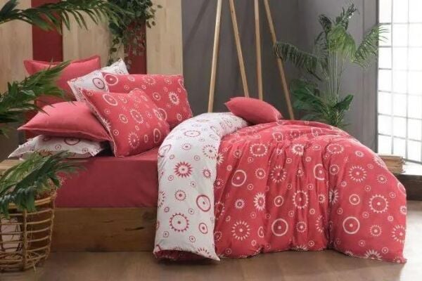 Sarev Merlot Fancy Poplin Nevresim Takımı Kırmızı Çift Kişilik