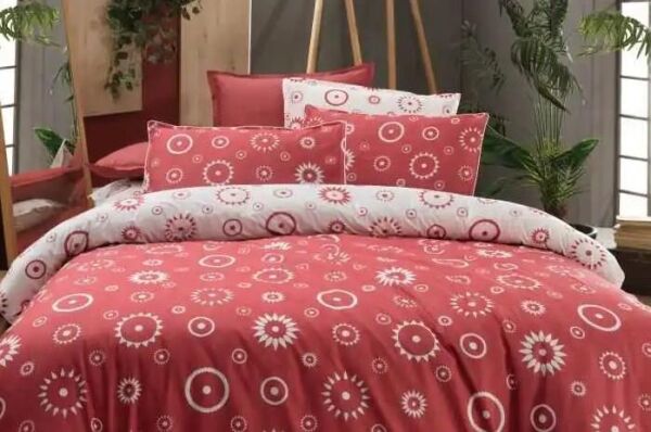 Sarev Merlot Fancy Poplin Nevresim Takımı Kırmızı Çift Kişilik