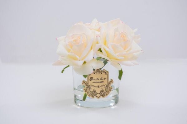 Guerlie&Co  4 Güllü Beyaz Şeffaf Cam Gold Logo