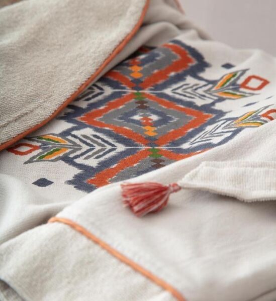 Ecocotton Organik Pamuk Aile Bornoz Seti - Pamira Bej / Antrasit M / L