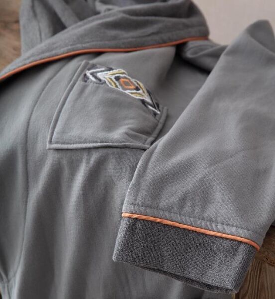 Ecocotton Organik Pamuk Aile Bornoz Seti - Pamira Bej / Antrasit M / L