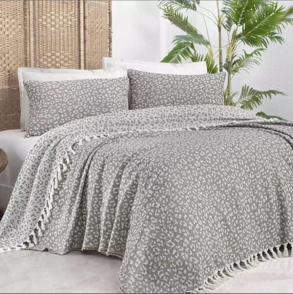 Sarev Chalky Yatak Örtüsü Seti Bej Çift Kişilik