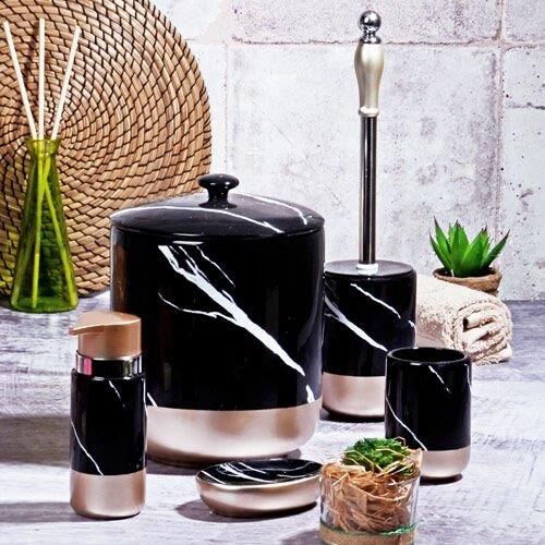 Kosova BNY-304 Seramik 5 Parça Banyo Seti Siyah Gold