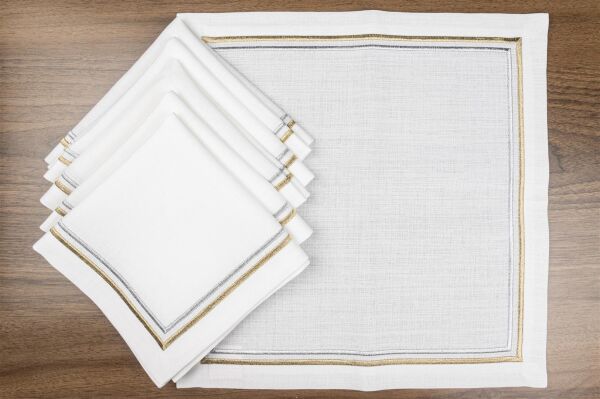 Mikasa Moor Celine Gümüş Altın Peçete 6’Iı 40x40