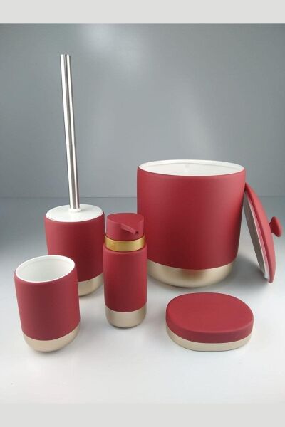 Kosova BNY-310 Seramik 5 Parça Banyo Set Mat Kırmızı Gold