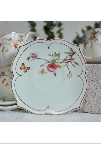Kosova Zjn-01 Porselen 6'lı Fincan Takımı Tombul Flower Yeşil