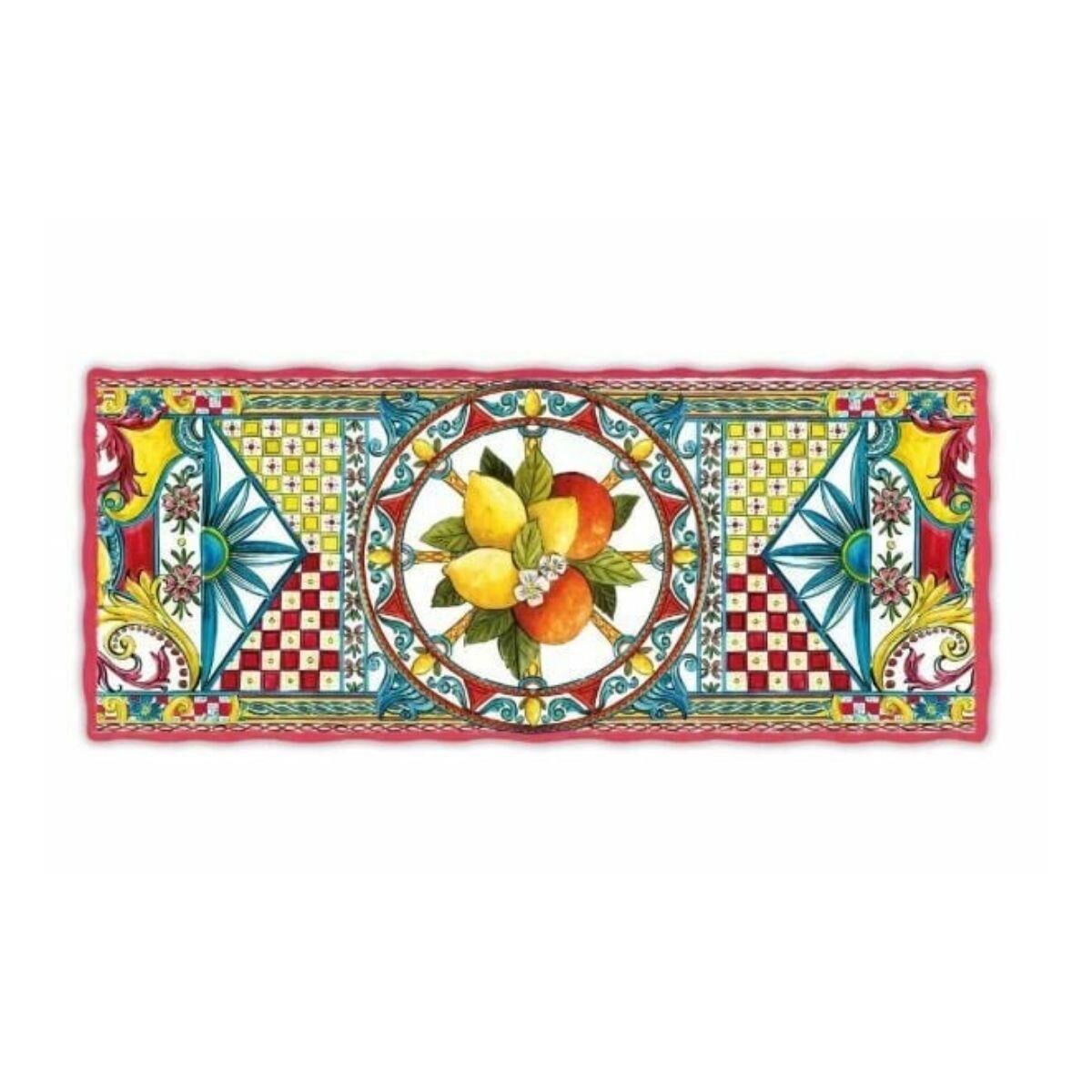 Baci Milano Sicily Melamin Tepsi 49x20 Çok Renkli