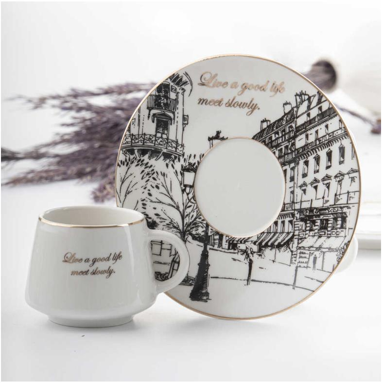 Kosova İst-88 Porselen 110cc 6'lı Fincan Takımı City 3 Renk