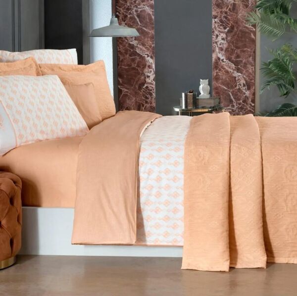 Sarev Mahavi Yatak Örtüsü Ve Nevresim Takımı Turuncu Çift Kişilik