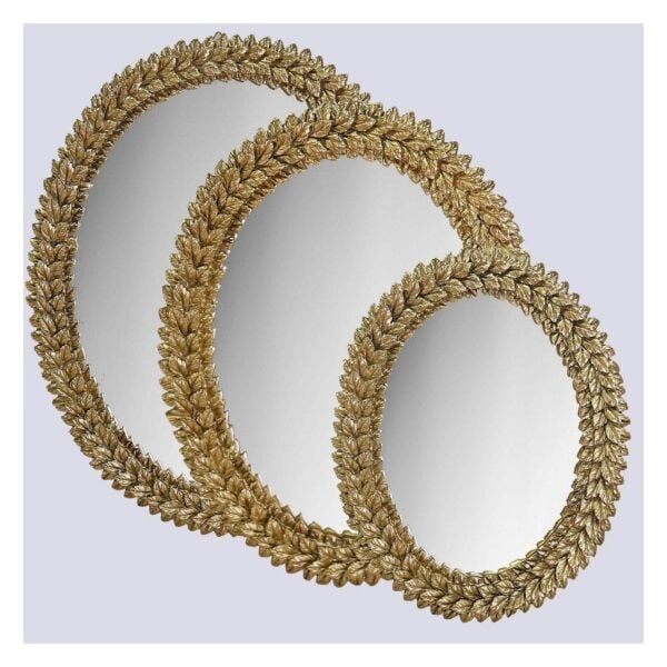 Selim Dekor Sezar 3'lü Ayna Altın
