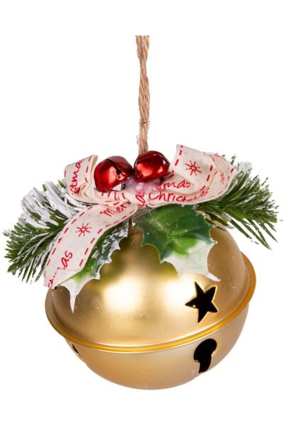 Yılbaşı Ağaç Süsü Çıngıraklı Yılbaşı Topu 3lü Set Gold 8Cm