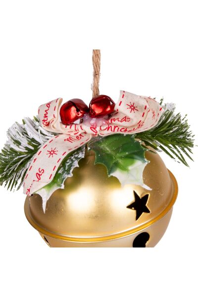 Yılbaşı Ağaç Süsü Çıngıraklı Yılbaşı Topu 3lü Set Gold 8Cm