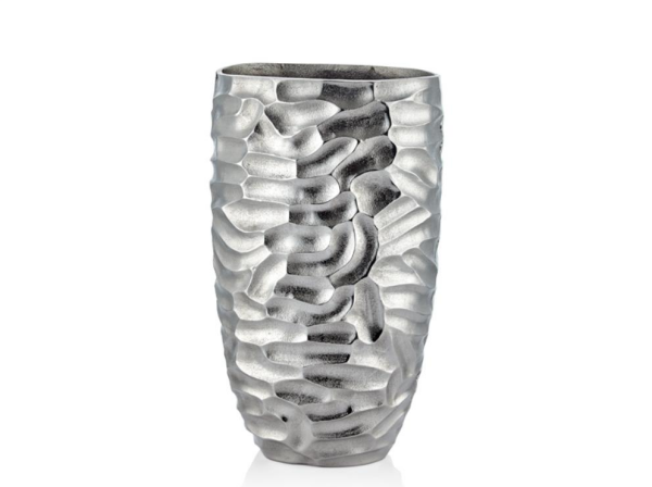 Lamedore Comb Gümüş Büyük Vazo 22 x 27 x 43 Cm