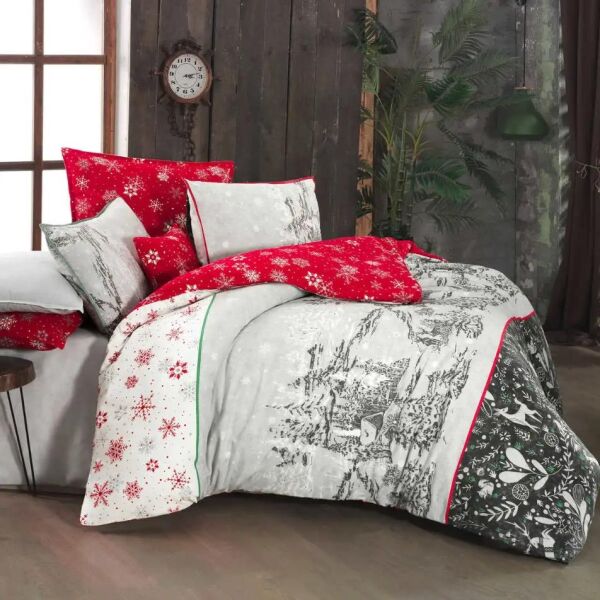 Sarev Dolce Flanel Nevresim Takımı Kırmızı