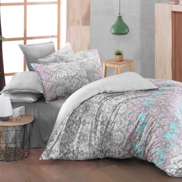 Sarev Diba Fancy Poplin Nevrsim Takımı Gri Çift Kişilik