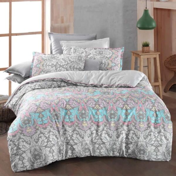 Sarev Diba Fancy Poplin Nevrsim Takımı Gri Çift Kişilik