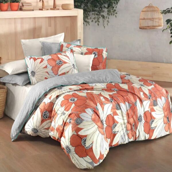 Sarev Ladina Fancy Poplin Nevresim Takımı Bej Çift Kişilik