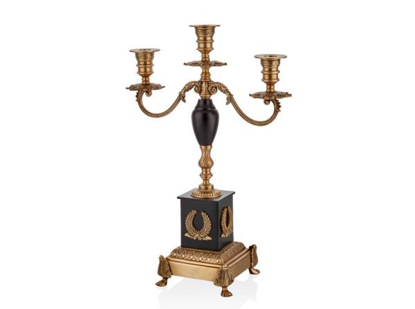 Lamedore Ramones 3 Kollu Brass Şamdan 32 x 14 x 49 Cm