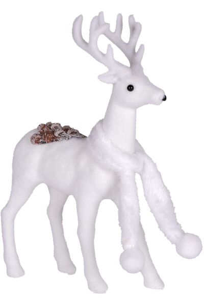 Yılbaşı Süsü Beyaz Atkılı Geyik Beyaz 20x9x32 cm