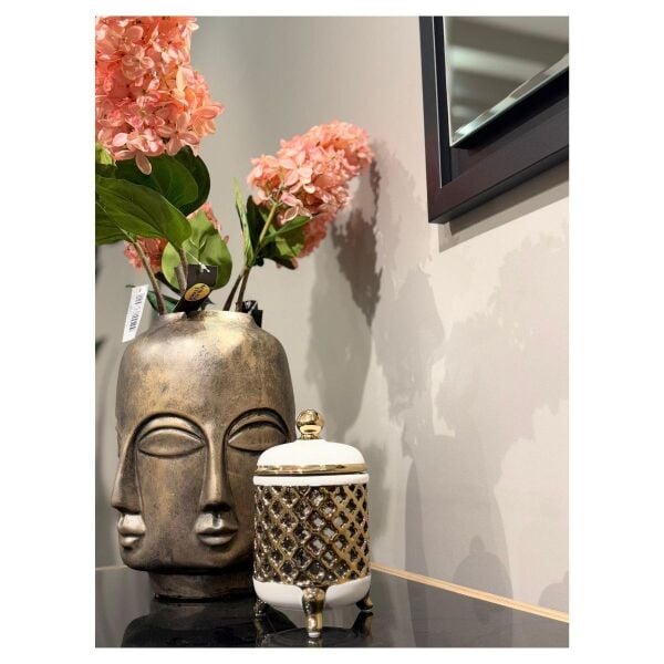 Royking Azra Kavanoz Beyaz Gümüş Küçük Boy