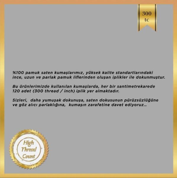 Sarev Graz Saten Nevresim Takımı Gri Çift Kişilik