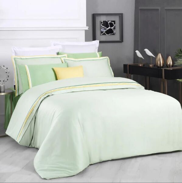 Sarev Minsk Saten Nevresim Yeşil Çift Kişilik