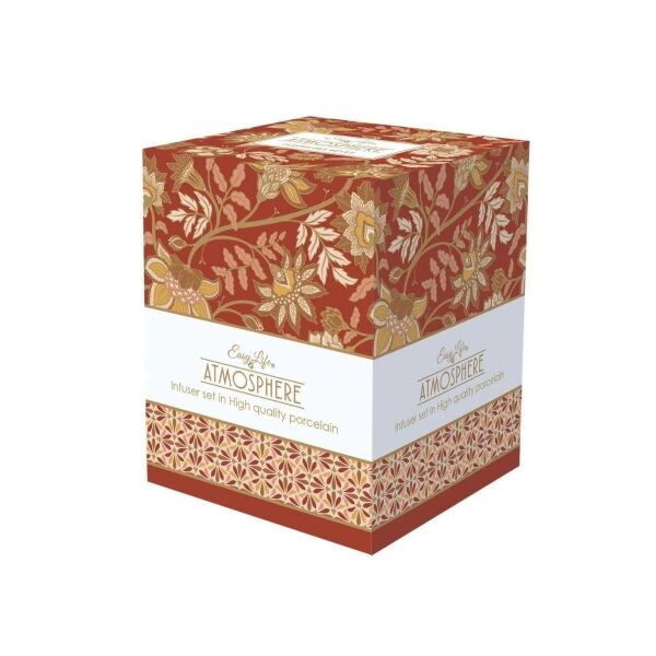 Easy Life Fine China Porselen Kulplu Bardak 350 ml Kapaklı ve Metal Demlikli