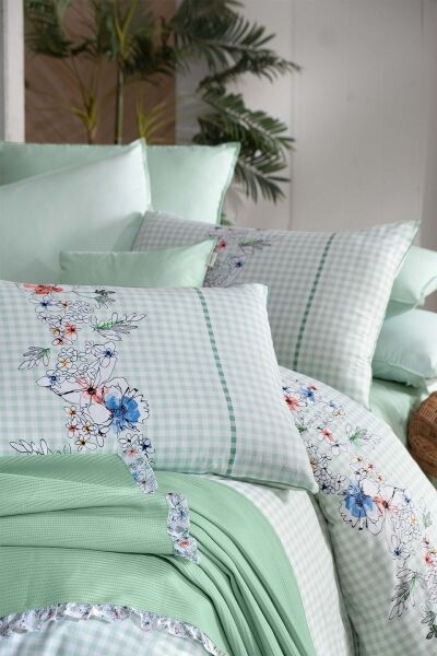 Sarev Eva Bella Nevresim Takımı Yeşil Tek Kişilik