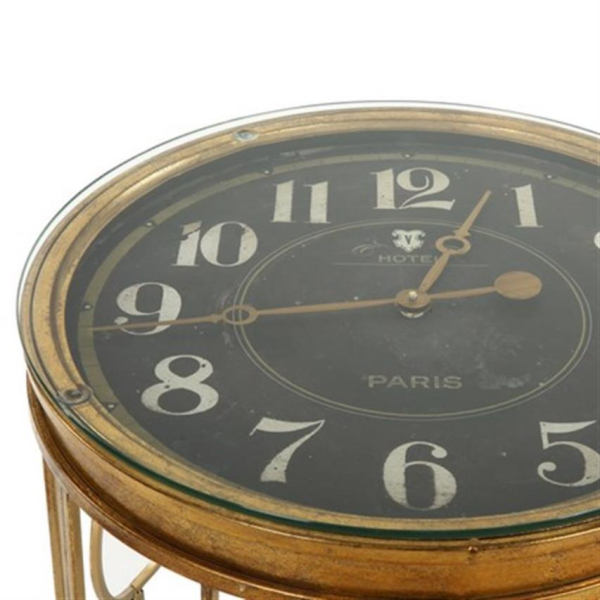 Vitale Gold Metal Halka Saatli Sehpa 51.5 x 51.5 x 61 cm