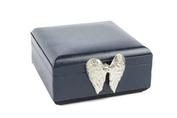 Mikasa Moor Lacivert Deri Gümüş Takı Kutusu 22x22x11 cm