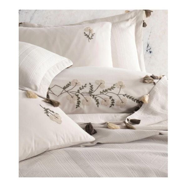 Zebra Casa Toscana Nakışlı Pike Seti Bej Çift Kişilik