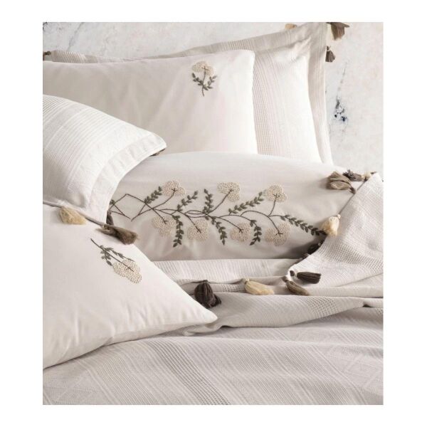 Zebra Casa Toscana Nakışlı Pike Seti Bej Çift Kişilik