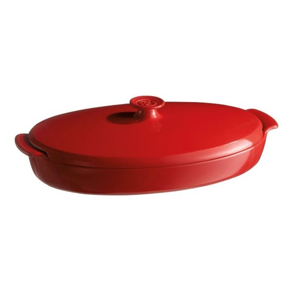 Emile Henry Balık/Buğlama/Fırın Kabı  Oval 2.2 Lt Kırmızı/Burgundy