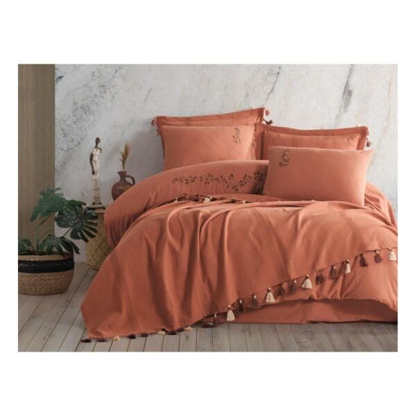 Zebra Casa Toscana Nakışlı Pike Seti-Kiremit