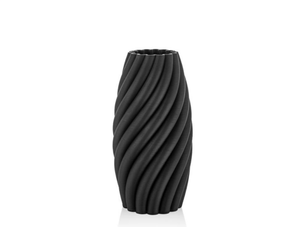 Lamedore Helical Siyah 3d Küçük Vazo 18x18x38 Cm