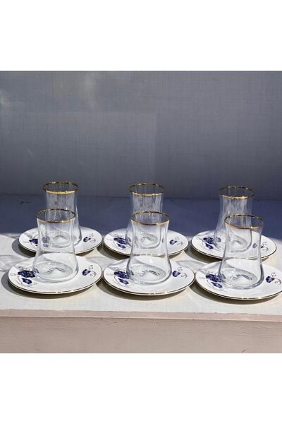 Evaliza Nostalji Kelebek  6'lı  Çay  Seti