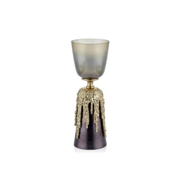 Gold Meltaway Serisi Büyük Mumluk 13 x 13 x 35,5 Cm