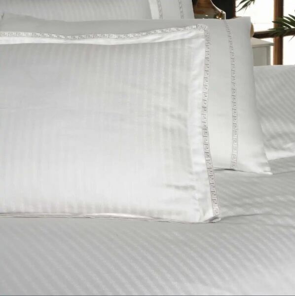 Sarev Jacquard Stripe Nevresim Takımı Beyaz Çift Kişilik