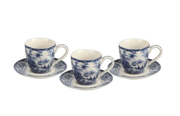 Lucky Art Florantıne 6lı Kahve Fincanı Set Mavi