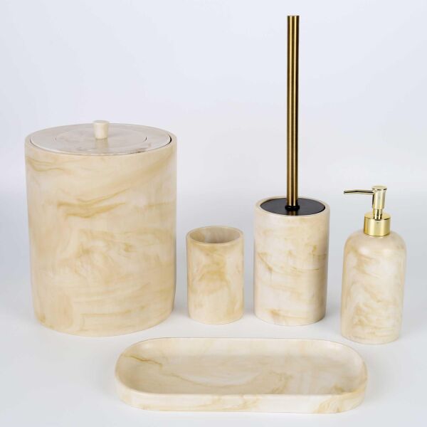 Selim Dekor Marble Banyo Seti Ekru