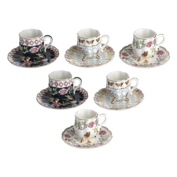 Lucky Art Evely Bone 6lı Ayaklı Kahve Fincanı Seti