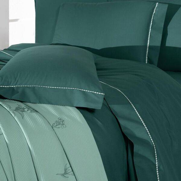 Sarev Eva Eldon Çift Kişilik Pike Takımı  Nevresim Seti 2 Yastık-Yeşil