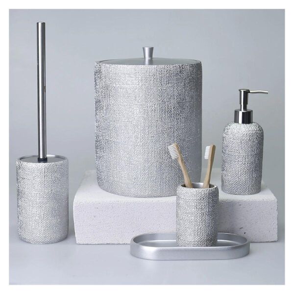 Selim Dekor Natural Banyo Seti Gümüş