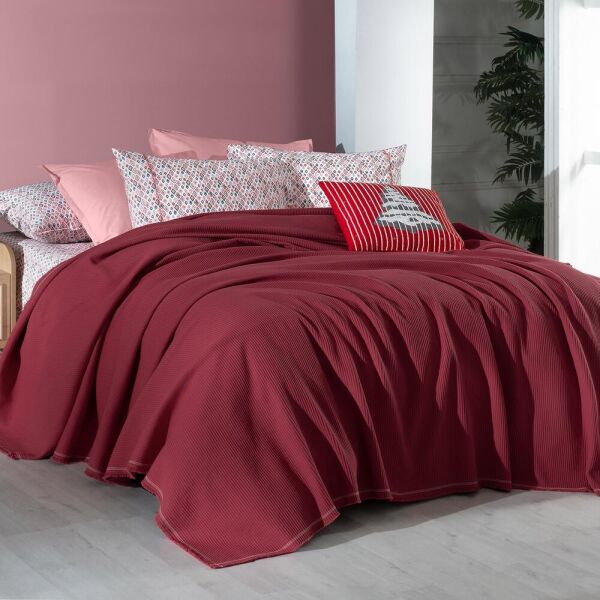 Sarev Abel Pike Takımı Çift Kişilik 2 Yastık-Kırmızı