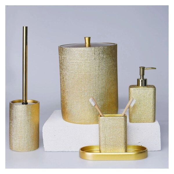 Selim Dekor Linen Banyo Seti Altın